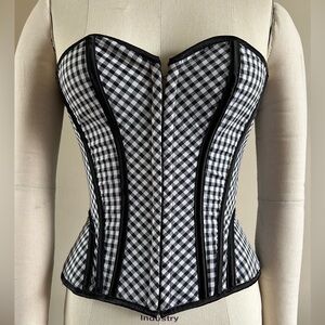 Gingham Steel Boned Corset - Small/Medium